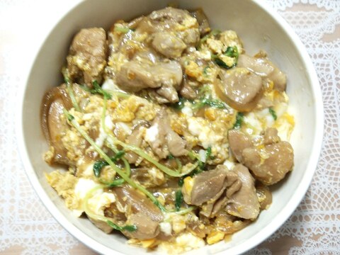 親子丼❤豆苗入り